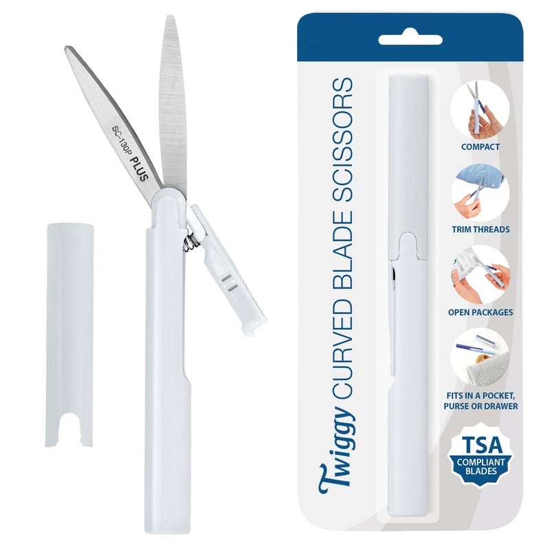 Plus Pen Style Compact Twiggy Scissors with Cover, White - Image 1